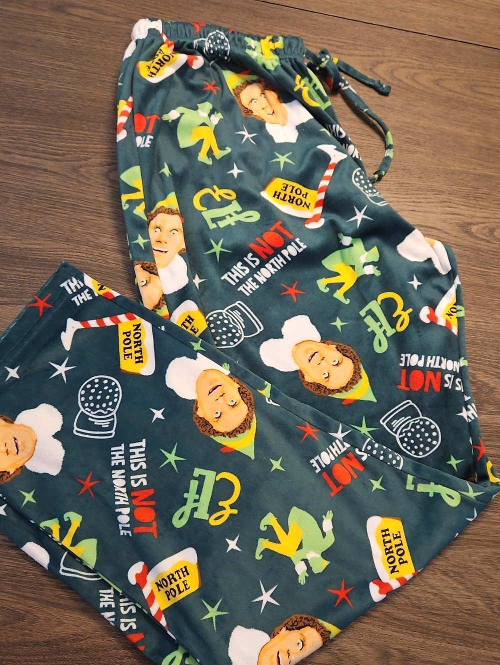 ELF Mens Dark Green Holiday Pajama Pants with Elf Print